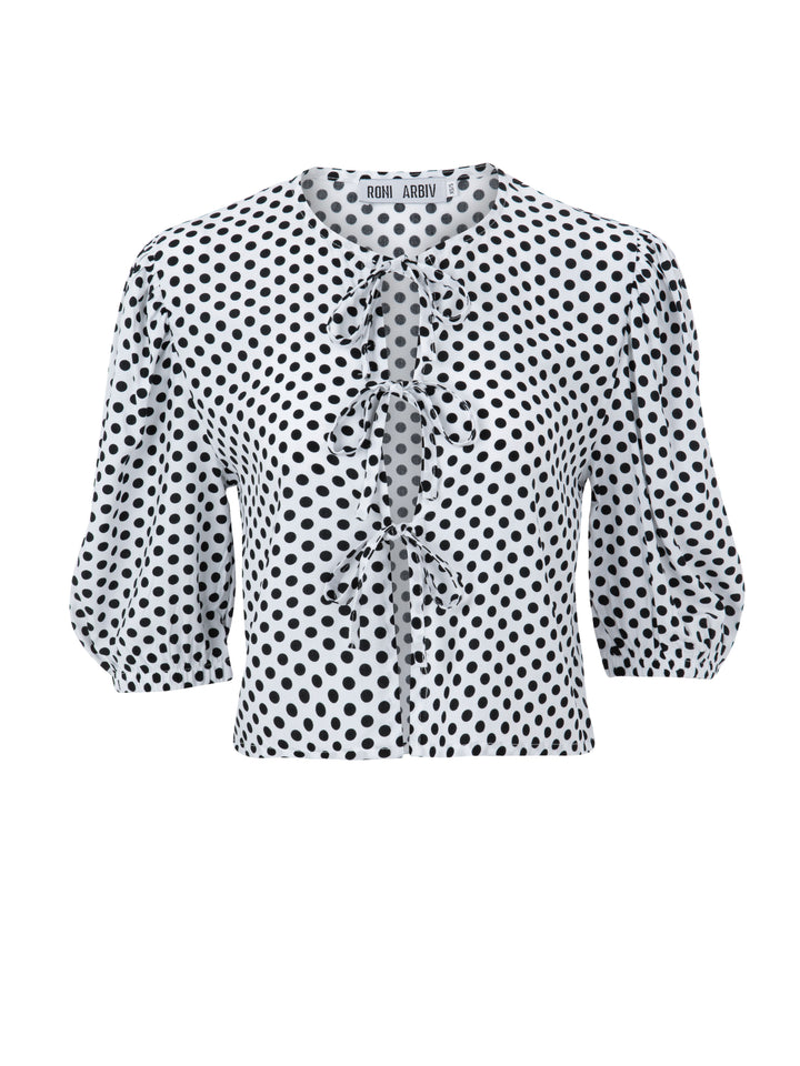 Dots Tie Front Top
