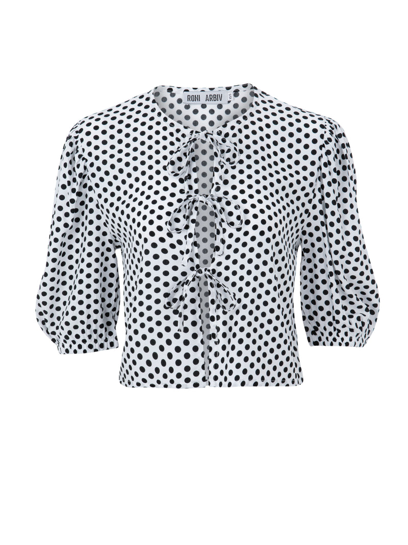 Dots Tie Front Top