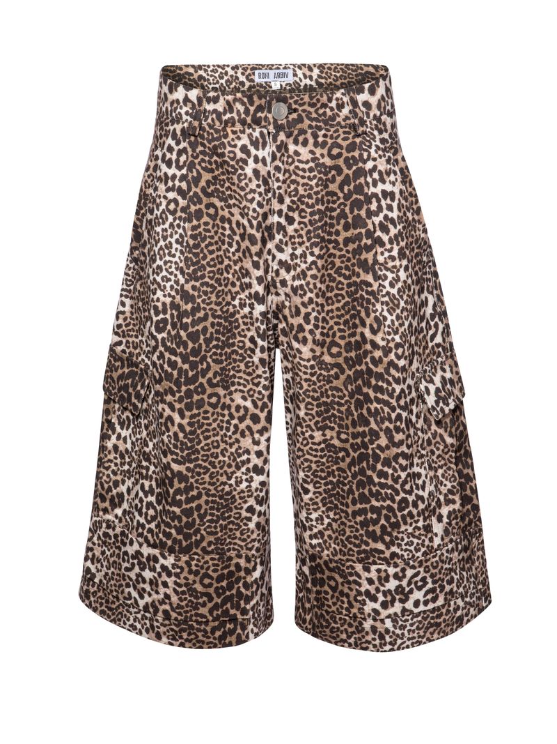Leopard Print Cargo Bermuda