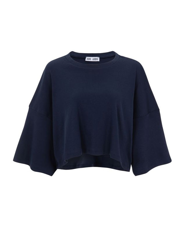 Cropped Oversized Tee Navy