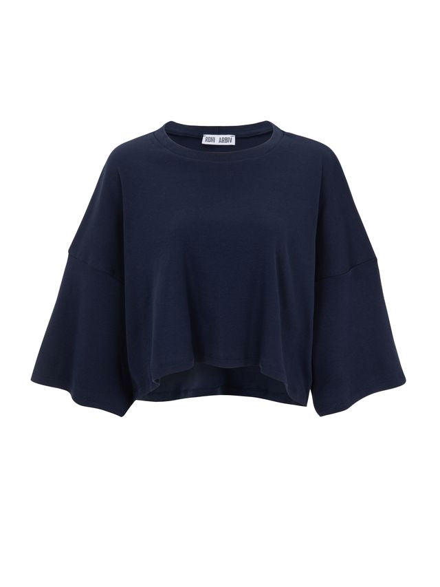 Cropped Oversized Tee Navy